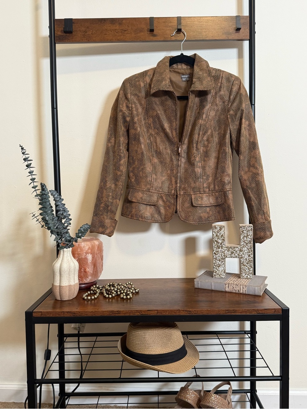 Anthracite Faux Snakeskin Zip Front Jacket Women’s Size 4